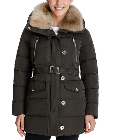 michael kors faux fur collar puffer coat|michael kors puffer coat packable.